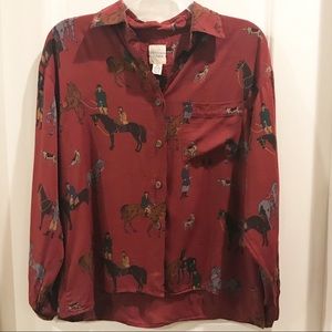 Vintage JG Hook Equestrian Button Down Top